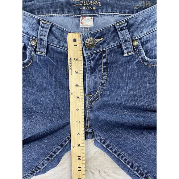 Silver Jeans Womens 30 Aiko Distressed Stretch Denim Medium Wash Boot Cut - Picture 9 of 11
